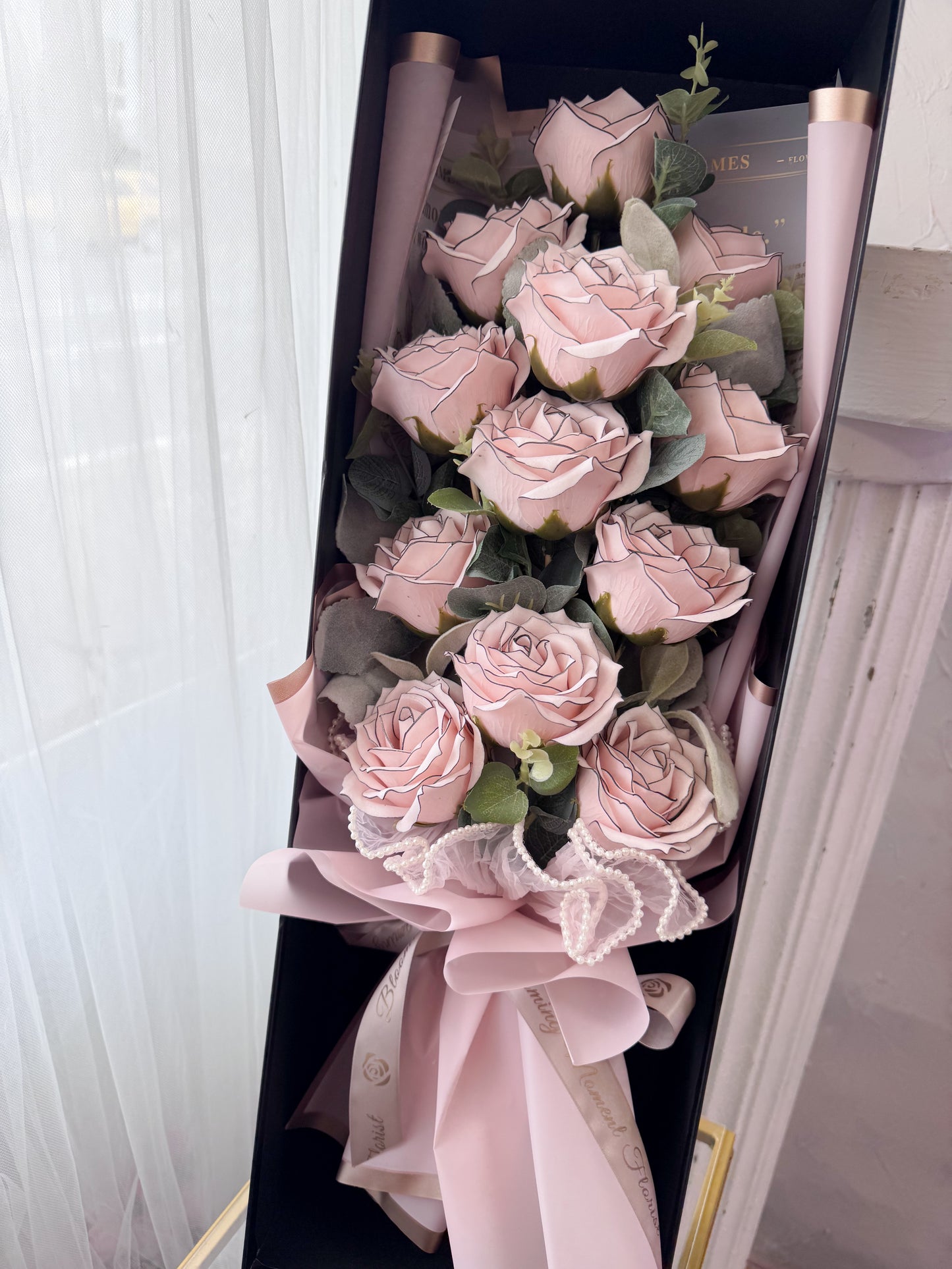 [SOAP FLOWER] Dozen Liner Soap Rose Bouquet Long Gift Box