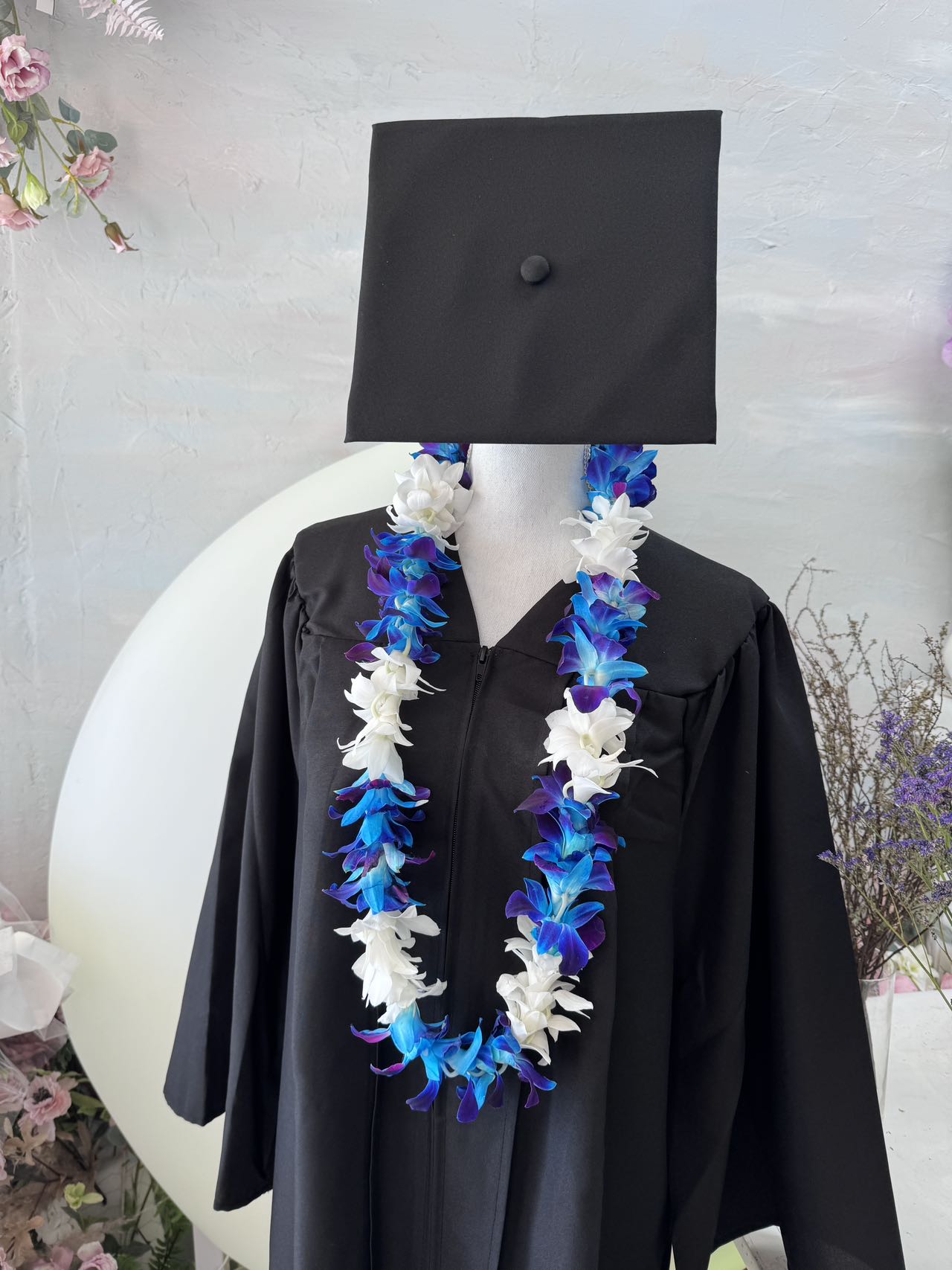[FRESH FLOWER] Purple and white single orchid leis
