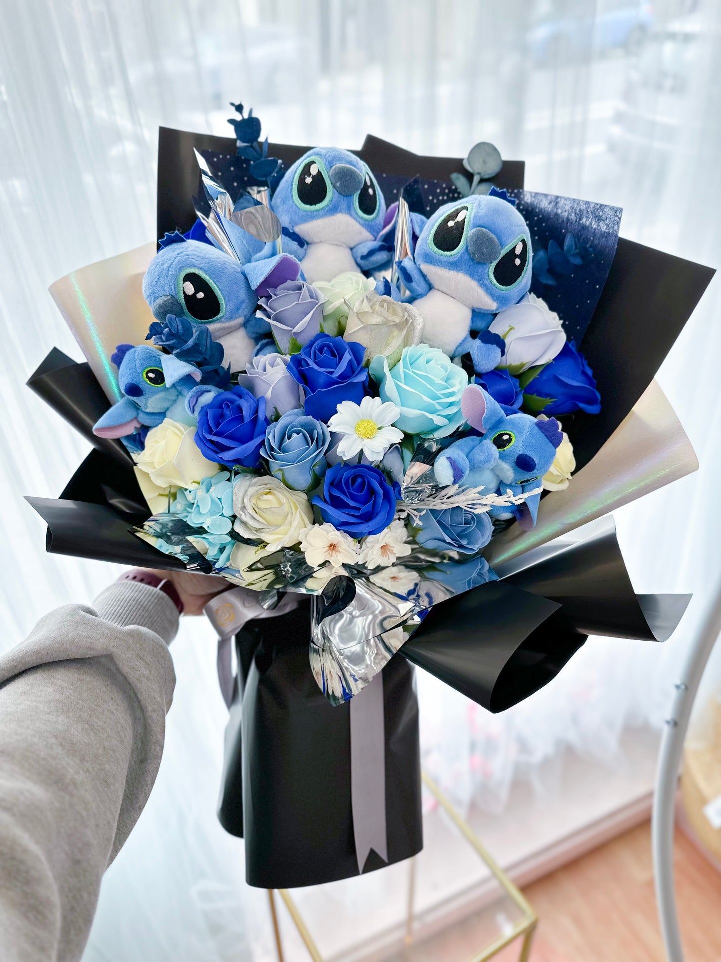 Stitch plushies soap flower bouquet