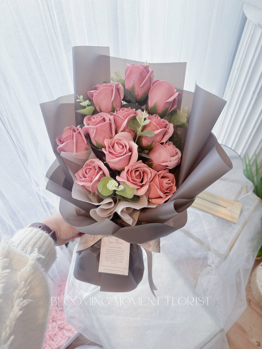 In love with Dusty Pink Soap Flower Bouquet