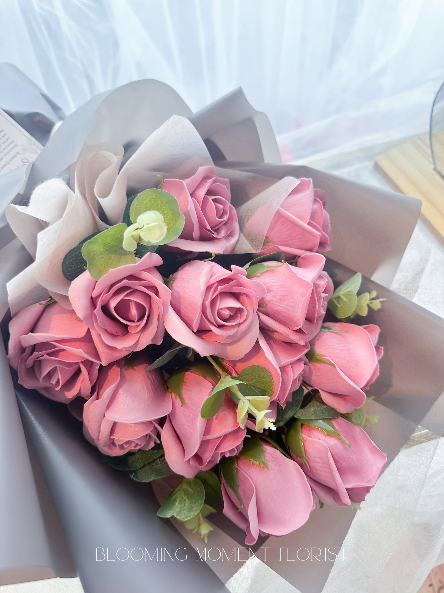 In love with Dusty Pink Soap Flower Bouquet