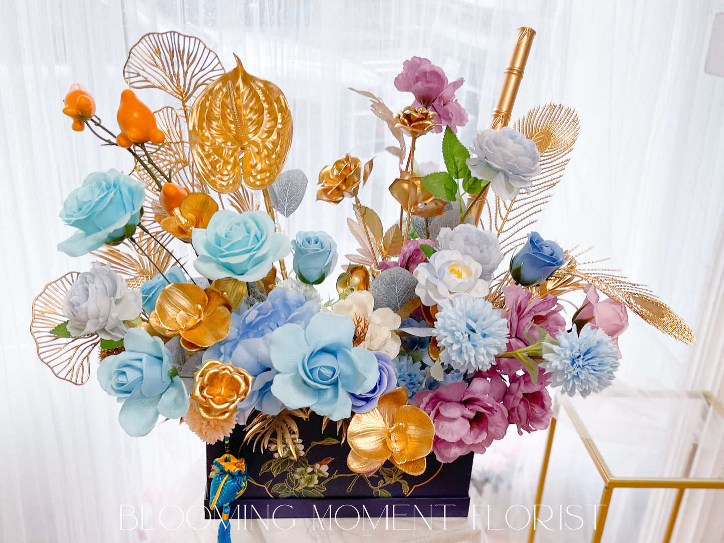 New Chinese Style Lunar New Year Flower Arrangement - Blue