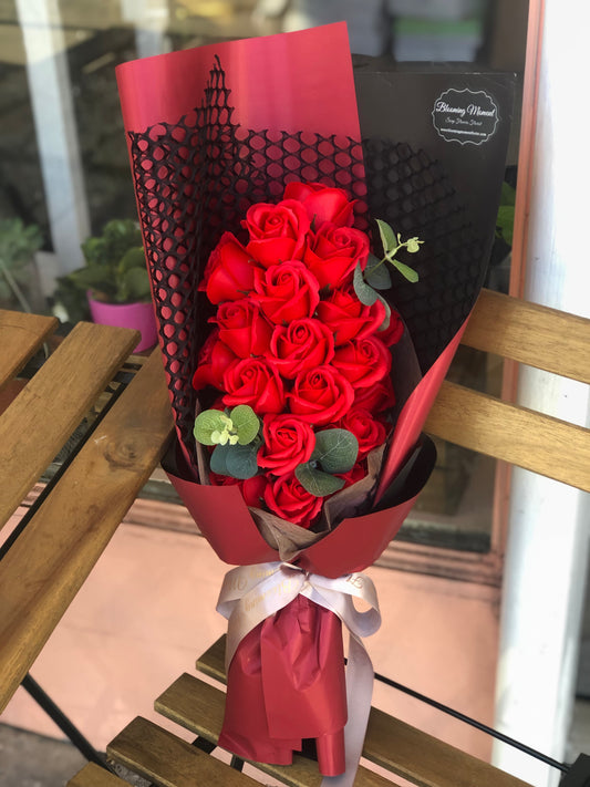 Red Soap Flower Long Bouquet with gift box
