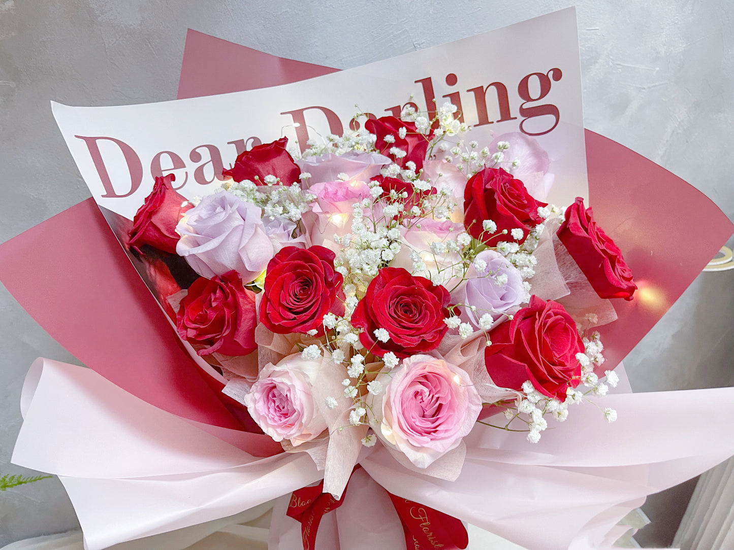 [FRESH FLOWER] Tri-color rose dear daring bouquet with led lights